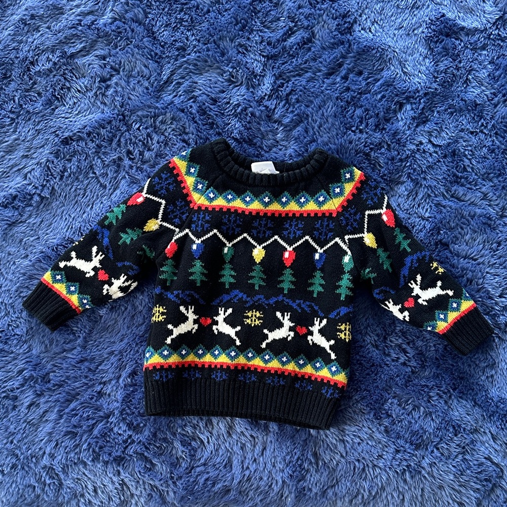 Hanna Andersson Festive Reindeer Knit Sweater